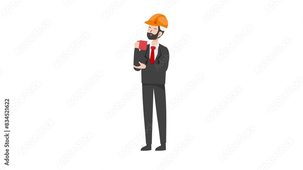 Builder holding coffee cup Builder holding coffee cup