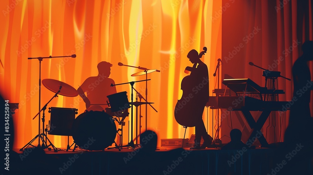 Fototapeta premium Cutout concert stage with musicians,