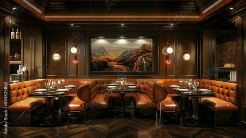 Elegant Brown Booths in Restaurant Interior