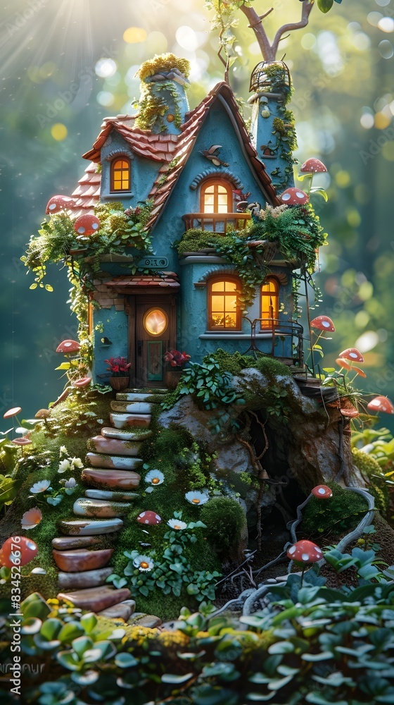 Whimsical Storybook-Inspired Fairy House Nestled in a Lush, Vibrant Natural Setting with Dreamlike Cinematic Flair Whimsical Storybook-Inspired Fairy House Nestled in a Lush, Vibrant Natural Setting with Dreamlike Cinematic Flair