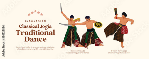 Isolated Javanese Classical dance illustration cell shaded style
