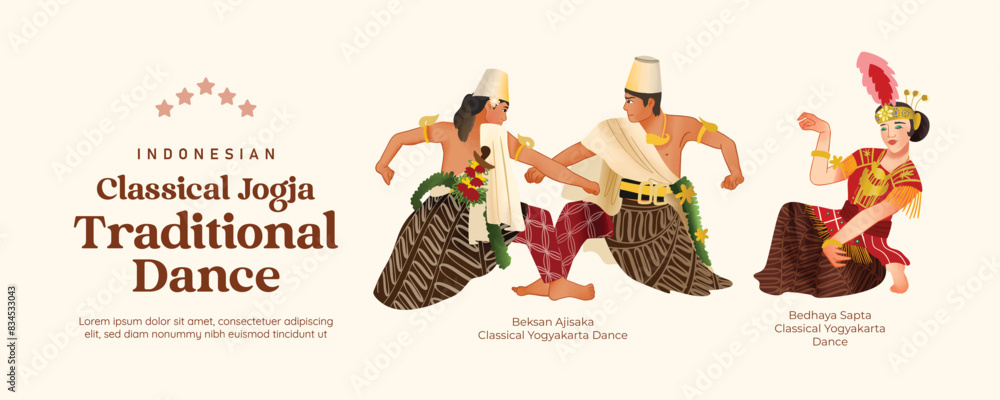 Isolated Javanese Classical dance illustration cell shaded style Isolated Javanese Classical dance illustration cell shaded style
