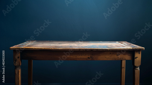 Wallpaper Mural Wooden table with dark blue background Torontodigital.ca