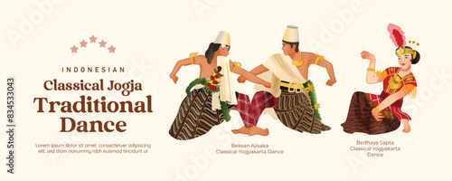 Isolated Javanese Classical dance illustration cell shaded style