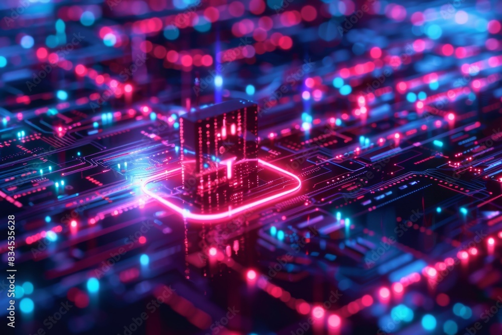 Cyber Security Data Transfer illustration created with Generative AI Cyber Security Data Transfer illustration created with Generative AI