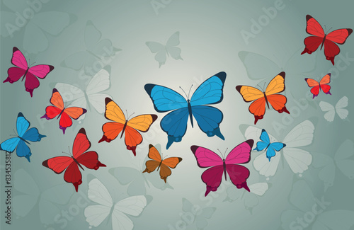 colorful butterflies pattern, spring background, colorful butterflies