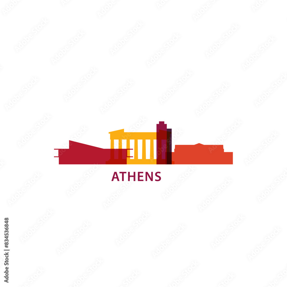 Athens city, cityscape, panorama view logo. Modern vector icon with Greece capital horizon. Isolated skyline graphic Athens city, cityscape, panorama view logo. Modern vector icon with Greece capital horizon. Isolated skyline graphic