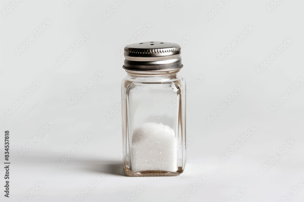 Salt shaker with coarse grains a white background Salt shaker with coarse grains a white background
