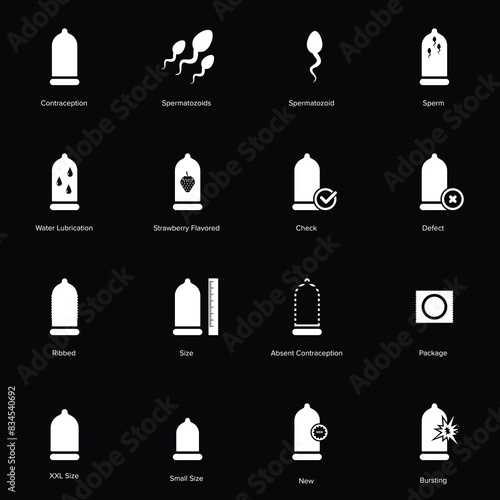 Condom icon set. Safe sex icon vector illustration.