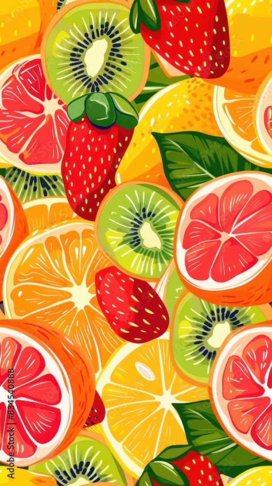Refreshing Fruit Pattern with Vibrant and Colorful Designs for a Bright and Summery Feel Refreshing Fruit Pattern with Vibrant and Colorful Designs for a Bright and Summery Feel