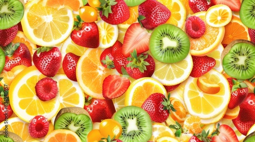 Fresh and Vibrant Fruit Pattern Featuring Colorful and Juicy Fruits for a Lively Look