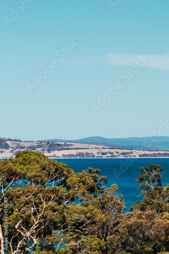 detail of the view from the Hobart bay from Kingston Beach, popular destination in South of Tasmania