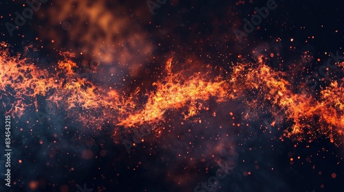 Fiery Blaze Against Dark Background