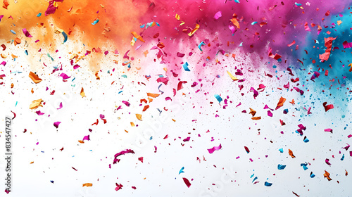 Colorful confetti raining down from the sky, creating a vibrant and joyous atmosphere.