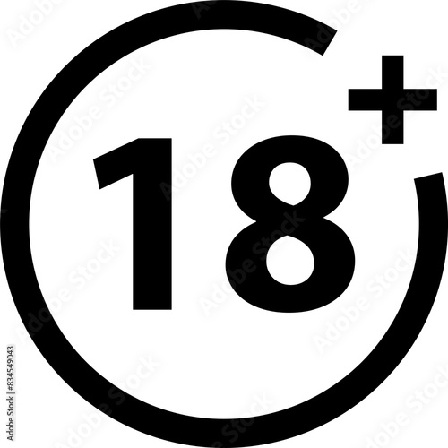 18 plus icon isolate on white background for your web design, logo, infographic, UI. illustration