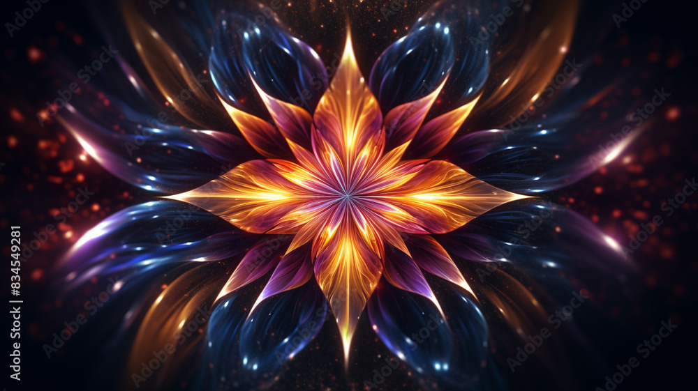 Beautiful and dazzling symmetrical artistic particle 3D flower picture
