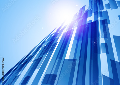 上昇する青ラインイメージ背景