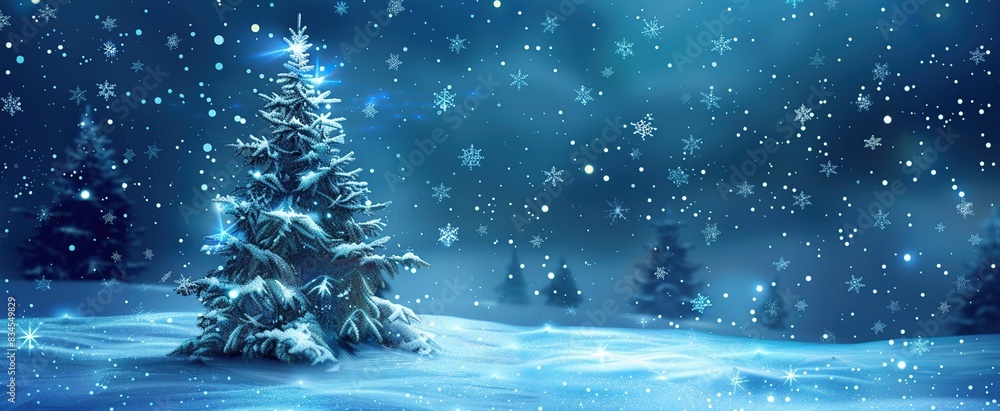 Christmas and winter holiday marketing background, with winter and christmas tree themes, christmas ornaments and presents Christmas and winter holiday marketing background, with winter and christmas tree themes, christmas ornaments and presents