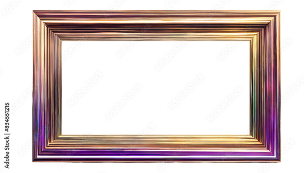 Empty golden and iridescence picture frame isolate on transparent background, cutout, png Empty golden and iridescence picture frame isolate on transparent background, cutout, png