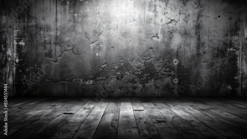Empty room with a grunge textured concrete wall