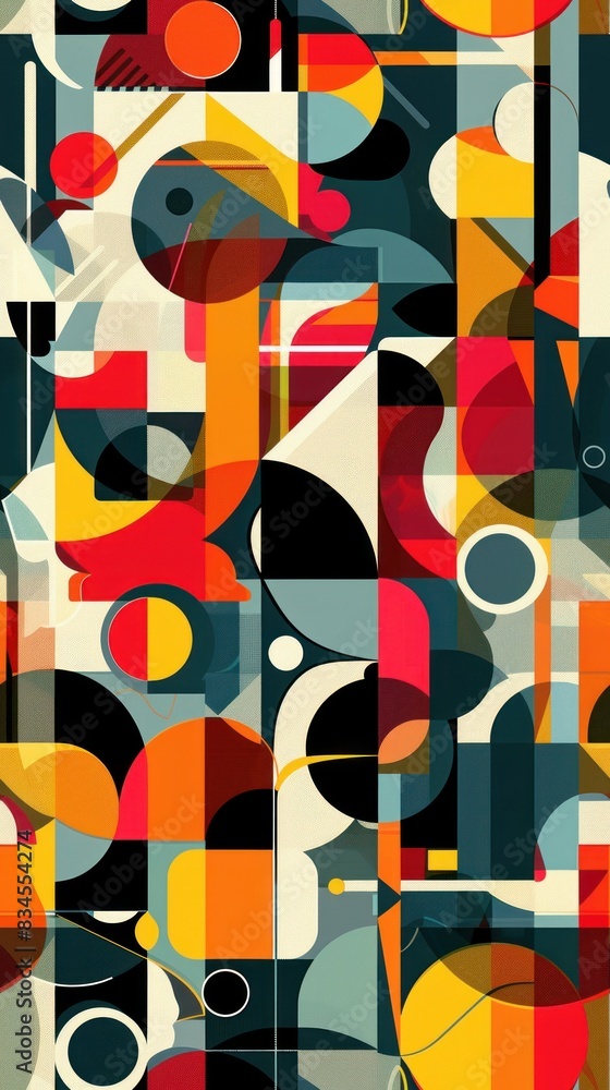 Harmonious abstract geometric pattern with intricate shapes and contrasting colors Harmonious abstract geometric pattern with intricate shapes and contrasting colors