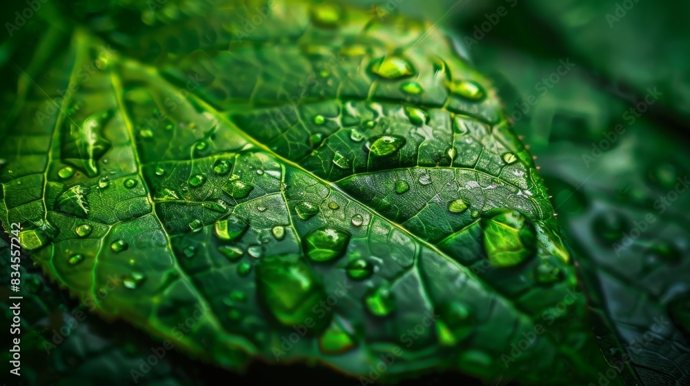 Beautiful drops of transparent rain water on green leaf macro. Many drops of dew in morning in sun. Beautiful leaf texture in nature. Beautiful drops of transparent rain water on green leaf macro. Many drops of dew in morning in sun. Beautiful leaf texture in nature.