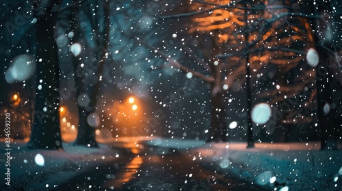 Snow falls during the night