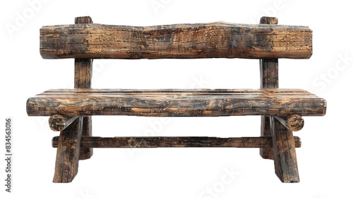 old wooden bench, wooden chair isolated on clear background 