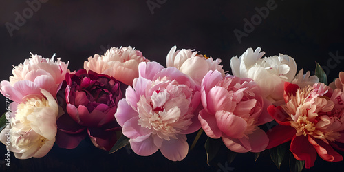 Beautiful Pink and White Peony Wallpaper with Space for Text  © Shahidah