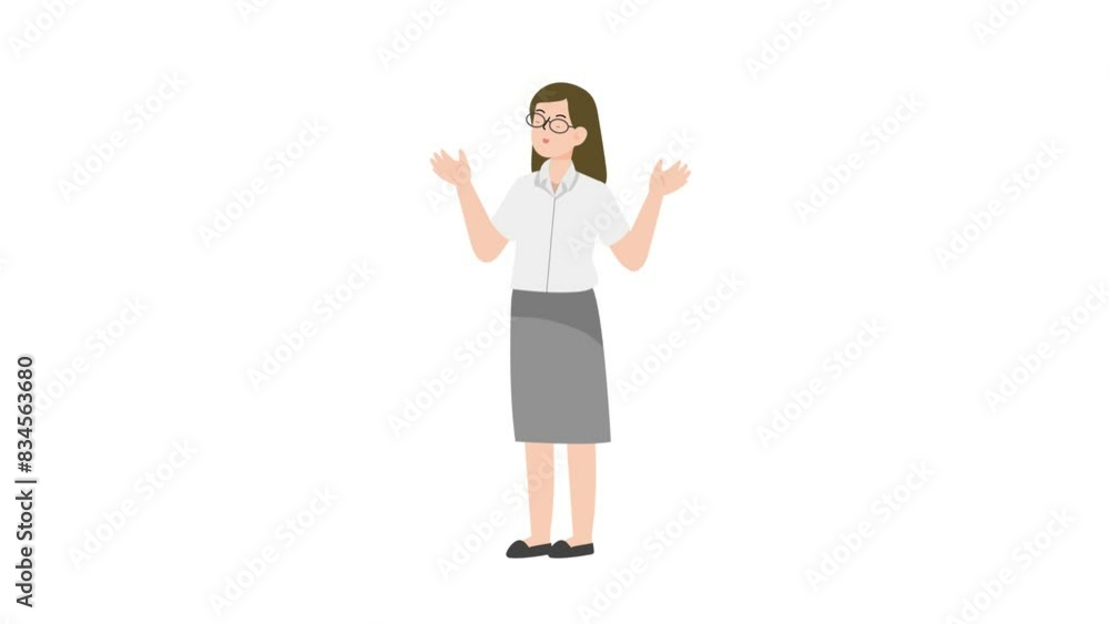 Female manager with wide open arms Female manager with wide open arms