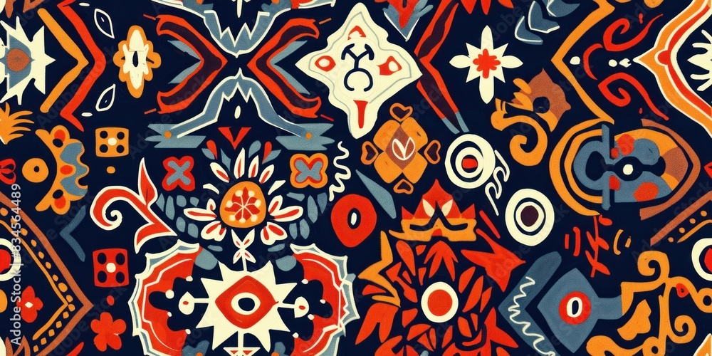 Captivating Ethnic Pattern Featuring Bold and Lively Designs Captivating Ethnic Pattern Featuring Bold and Lively Designs