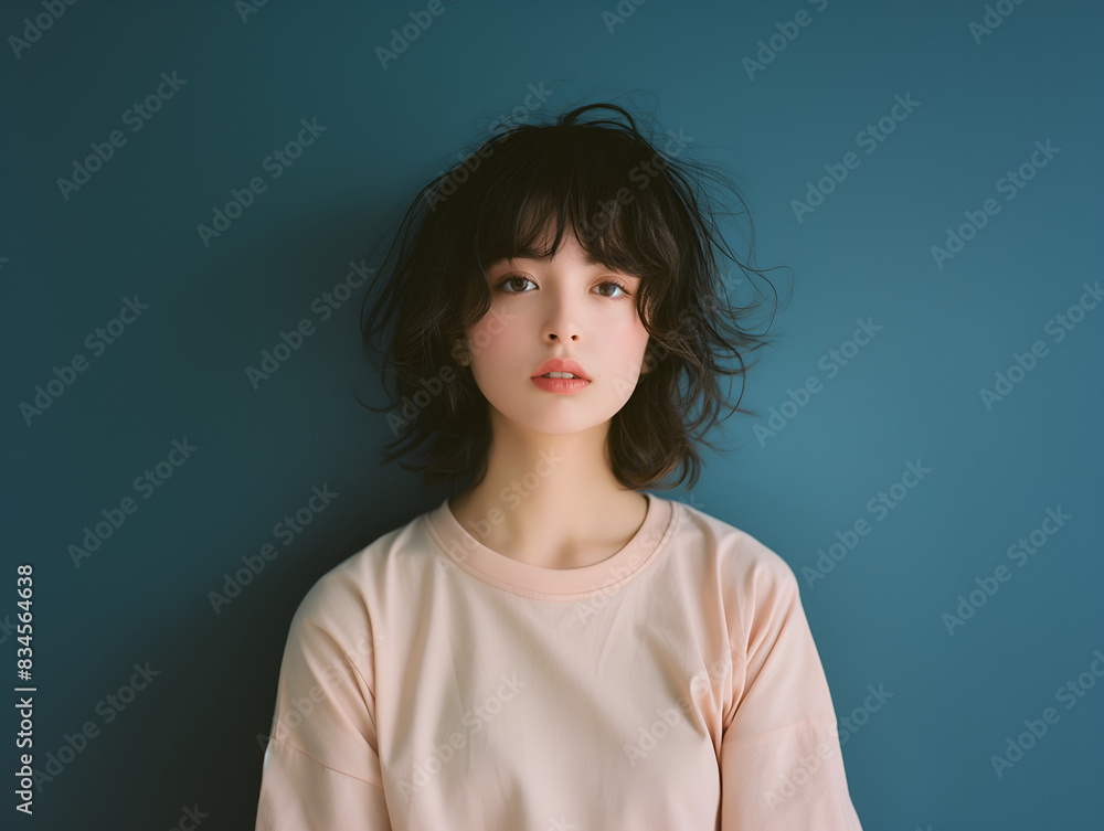 Fashion model posing wear Oversized cotton plain t-shirt Fashion model posing wear Oversized cotton plain t-shirt