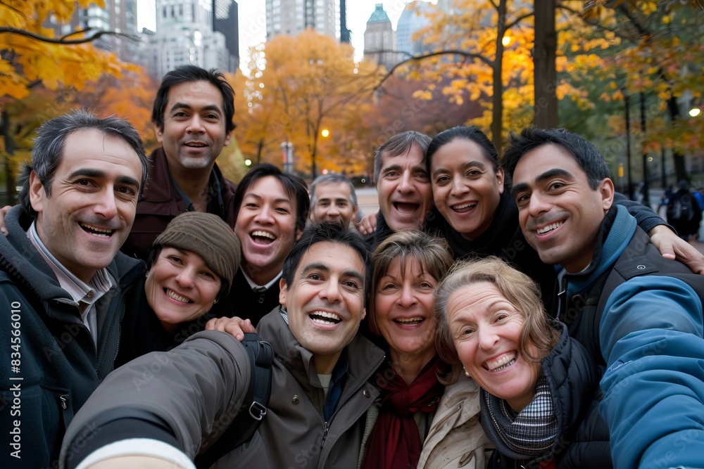 Group of friends taking a selfie in Central Park, New York. Group of friends taking a selfie in Central Park, New York.