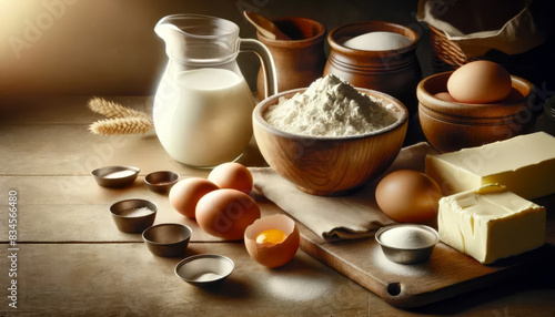 Ingredients for Baking on a Wooden Table