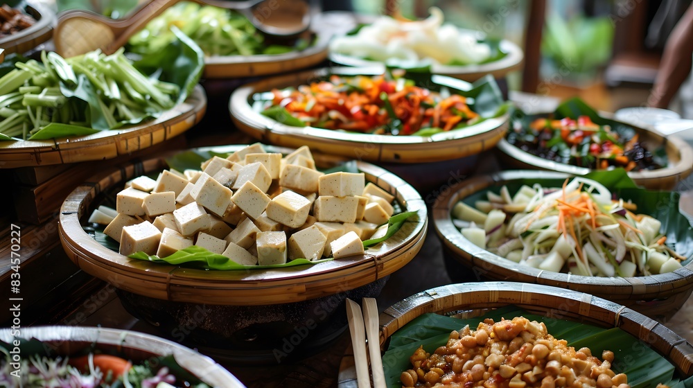 
flavor profile and preparation method of gado-gado, a traditional Indonesian salad made with blanched vegetables, tofu, and peanut sauce