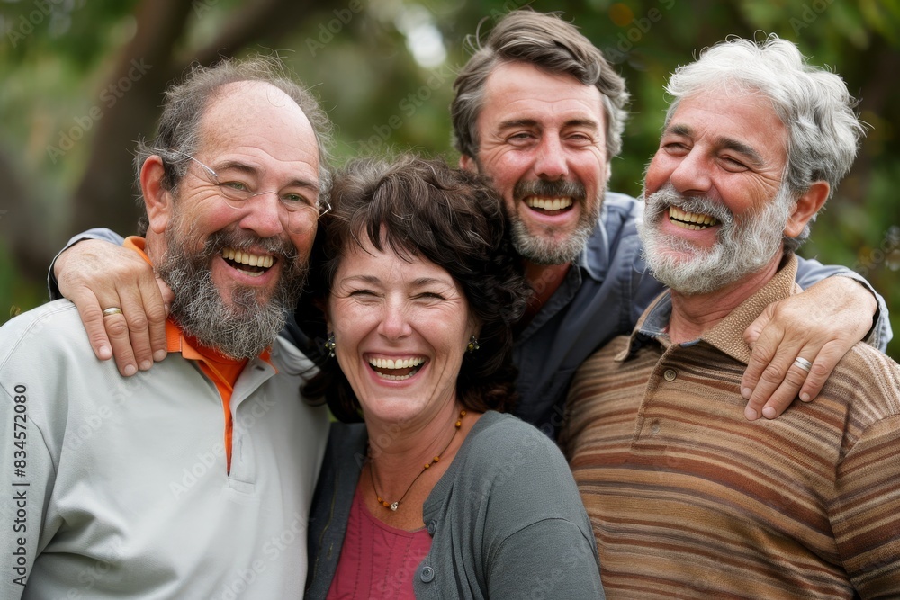 Group of seniors having fun together in a park smiling and laughing. Group of seniors having fun together in a park smiling and laughing.
