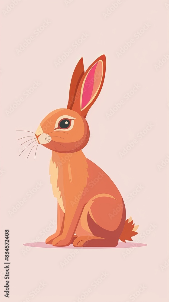 Fototapeta premium adorable bunny flat design side view spring theme animation vivid