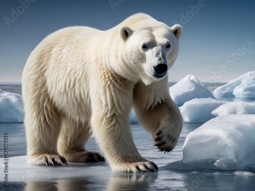 white polar bear is walking