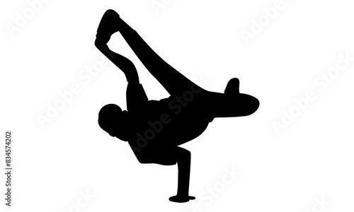 silhouette of Man doing sport dance activity break dance vector illustration