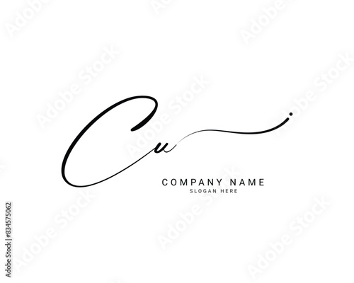 c u cu initial letter handwriting and signature logo