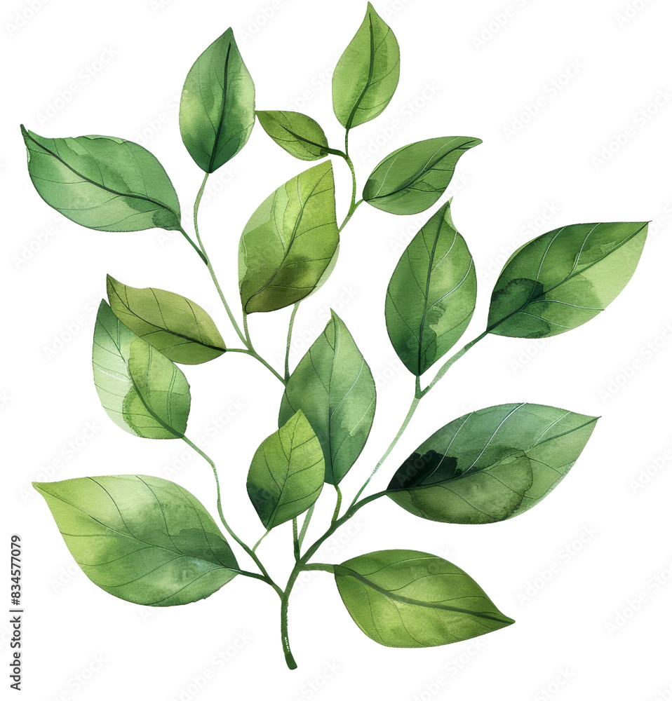 minimalist watercolour flourish of green tree leaves minimalist watercolour flourish of green tree leaves