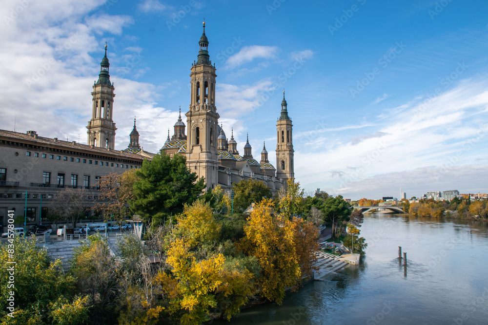 Cathedral-Basilica of Our Lady of the Pillar by the Ebro river in Zaragoza, Spain Cathedral-Basilica of Our Lady of the Pillar by the Ebro river in Zaragoza, Spain