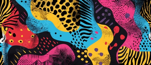 Fototapeta Naklejka Na Ścianę i Meble -  Abstract animal print patterns with wild and vibrant geometric shapes