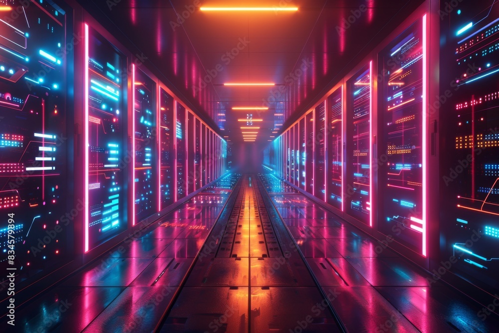 Fototapeta premium Cyber Security Data Transfer illustration created with Generative AI