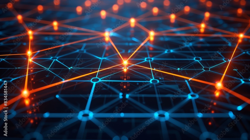 An abstract representation of tech security with glowing encrypted lines symbolizing hacking prevention and secure connections An abstract representation of tech security with glowing encrypted lines symbolizing hacking prevention and secure connections
