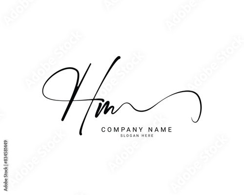 hm h m initial letter handwriting and signature logo