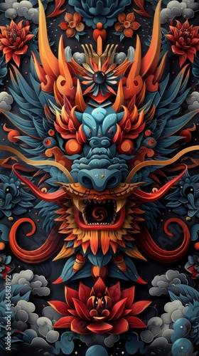 Wallpaper Mural Dynamic 3D illustration of traditional tattoo style, showcasing a blend of classic tattoo motifs and modern techniques, with rich colors and intricate linework, presented in a vertical 9:16 aspect Torontodigital.ca