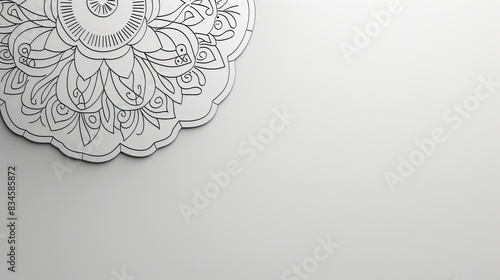 A sleek, light grey background with a simple, yet sophisticated, black mandala