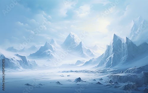 Wallpaper Mural A snowy mountain with clouds, ice vibes Torontodigital.ca