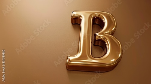  Shiny golden B letters on a light brown wall, cast shadow below